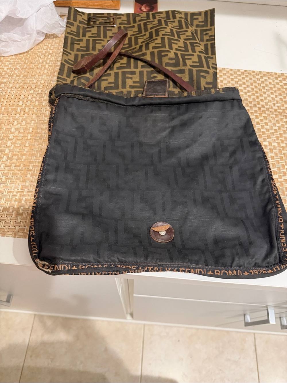 Fendi Brown and Black FF Monogram Tote with Leather Trim - Picture 2 of 13